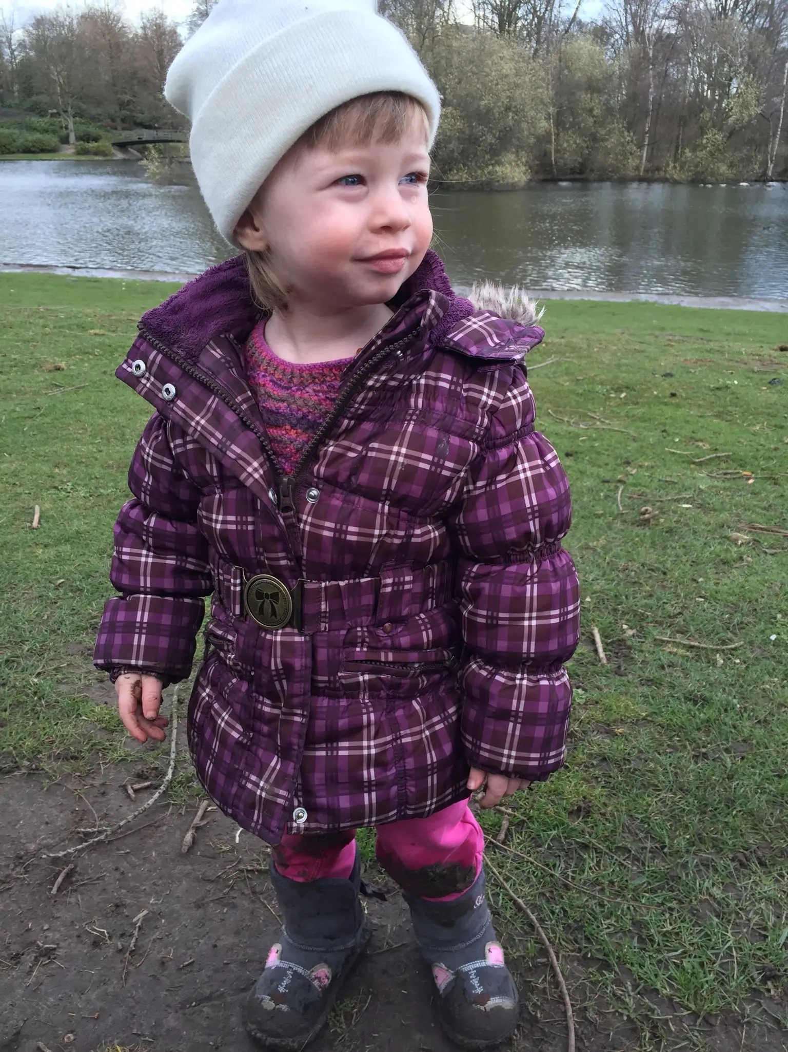 Of course, she fell in the mud and geese feces, but at least she still had a sense of humor about it