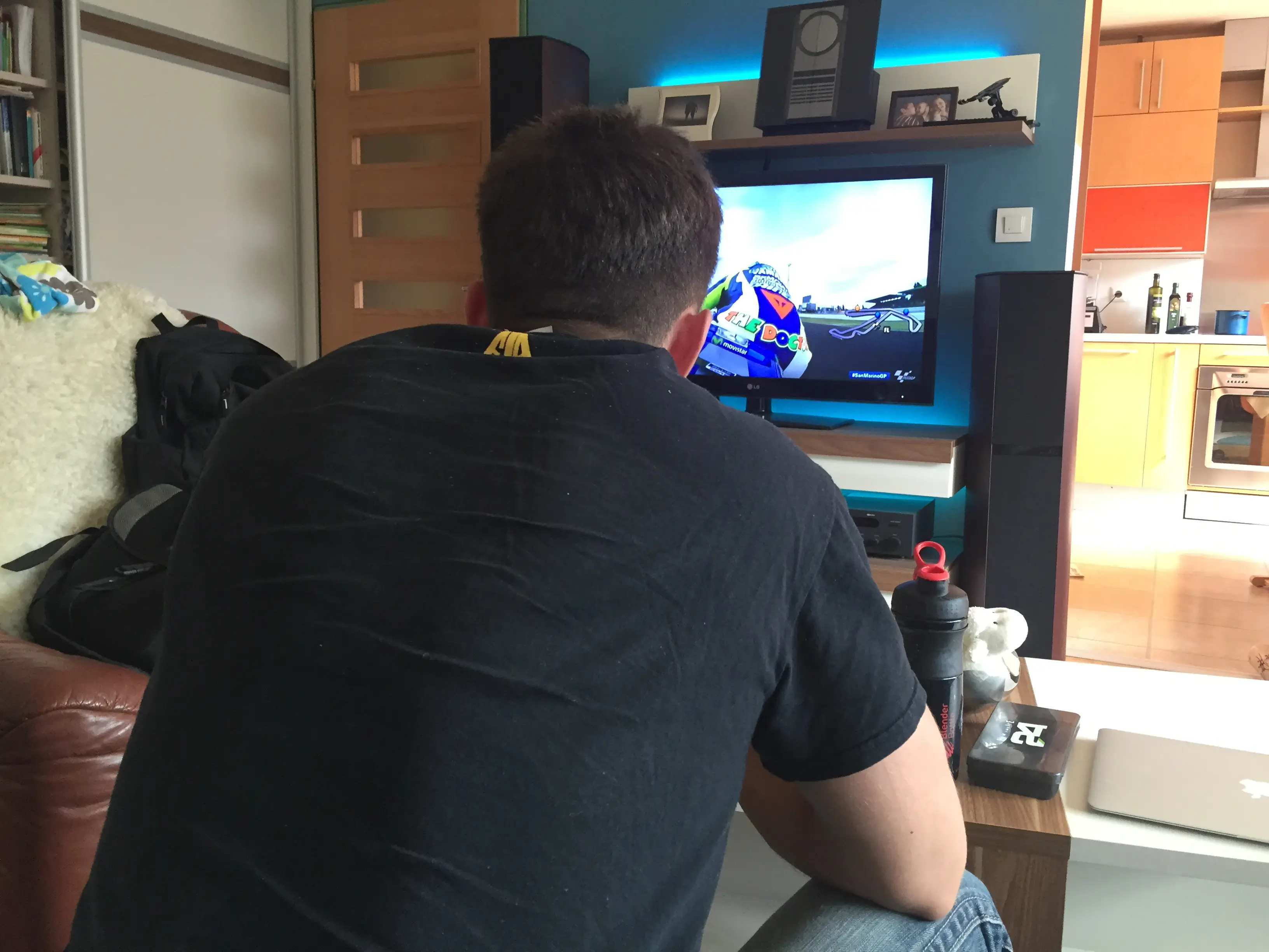 We watched the MotoGP race. Luka is a huge Rossi fan.