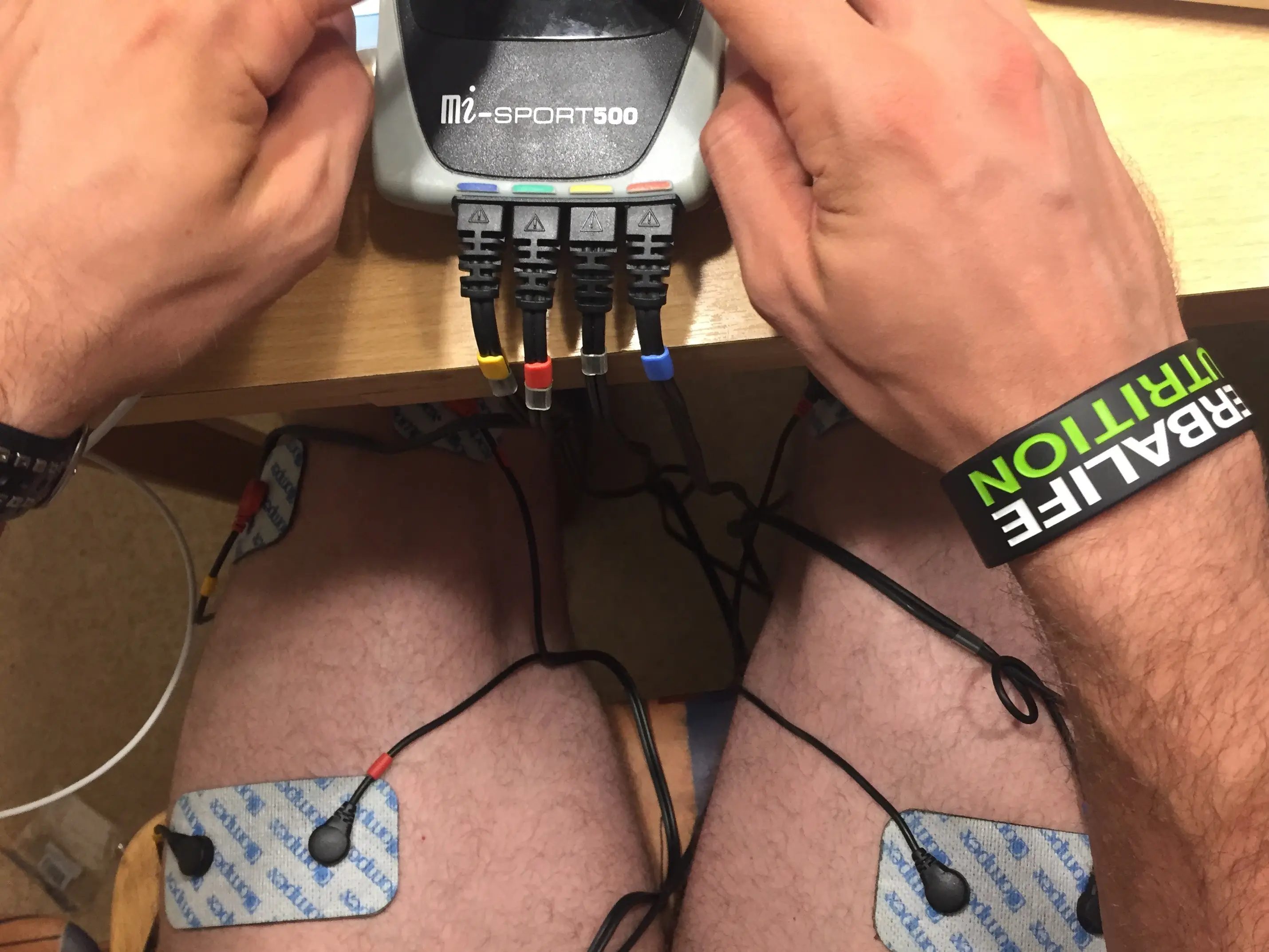 Luka using electro stimulation for muscle recovery.